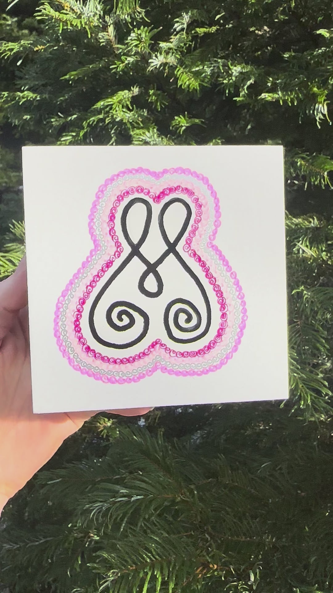 BioGeometry Drawing: Human Attributes of Divine Names, Compassion-Rahman (Pink/Silver)